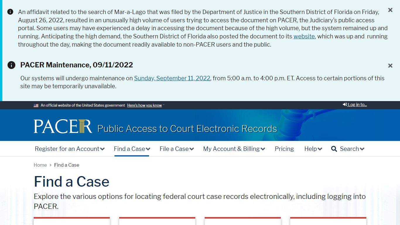 Find a Case | PACER: Federal Court Records